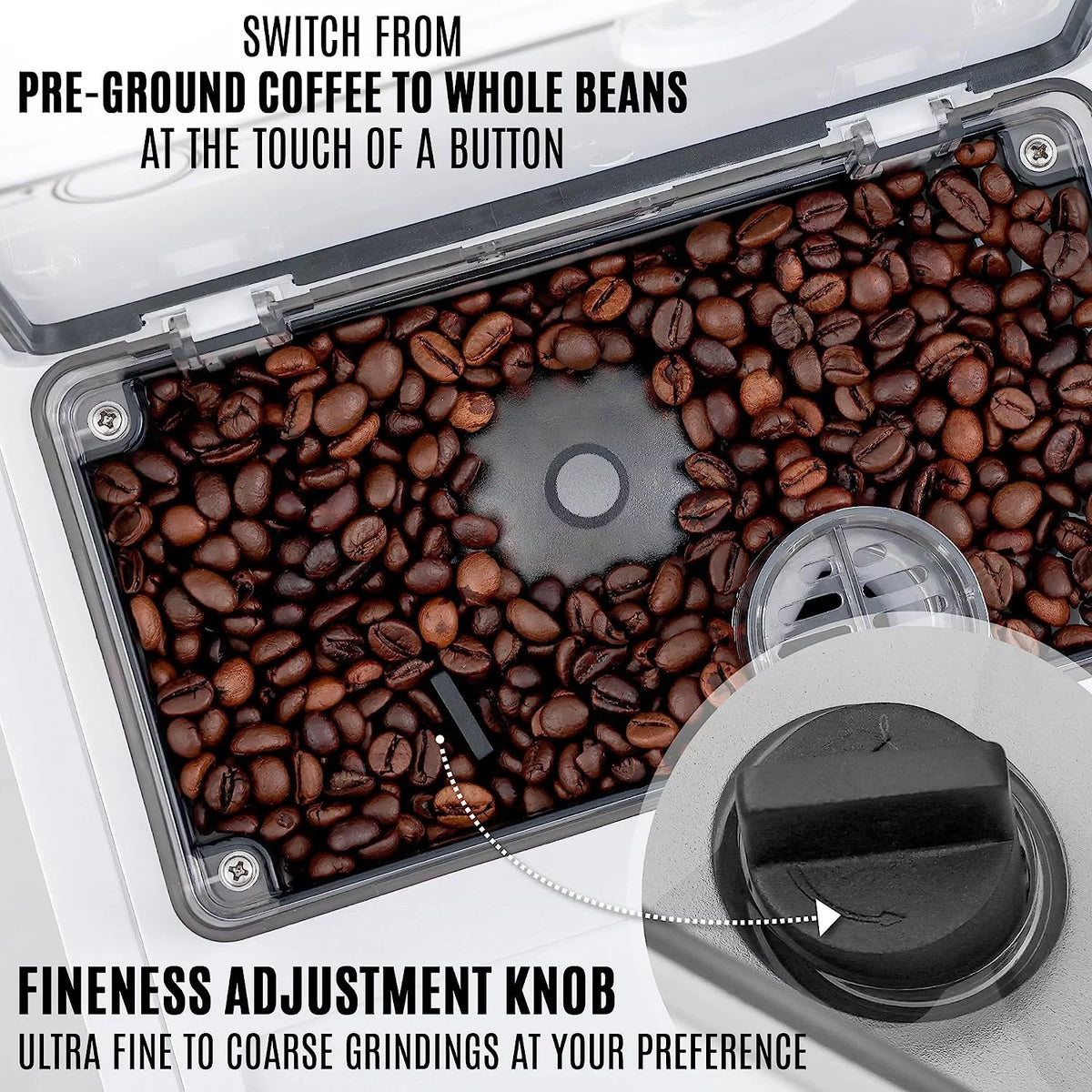 White Espresso Coffee Machine with Grinder and Milk Frother Y89840