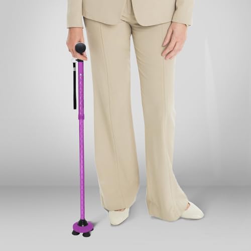 Folding Quad Cane with TPR T-Handle and Travel Bag J5499