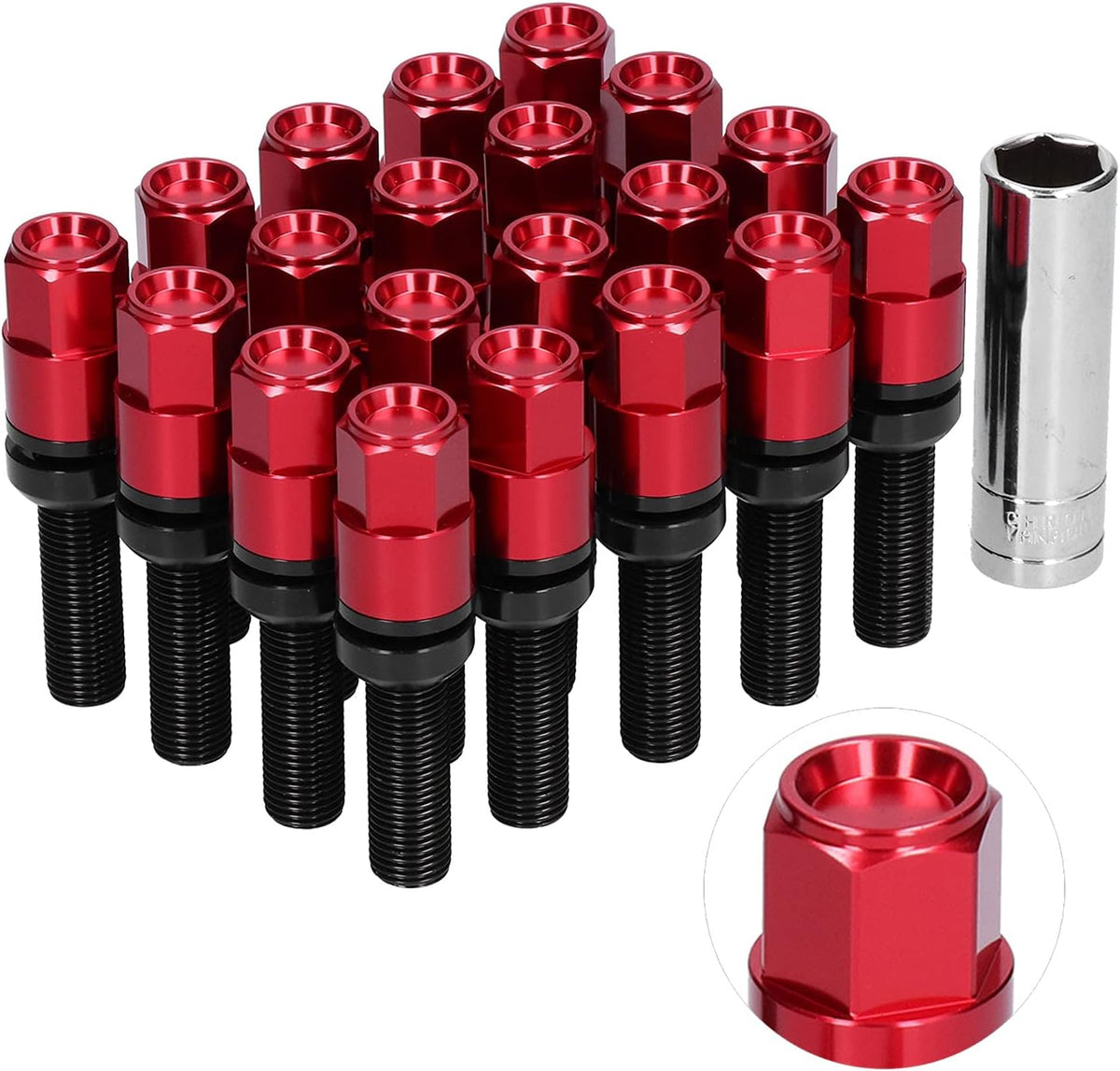 21pcs 42mm Extended Lug Bolt Kit M14x1.5 Ball Seat C4238