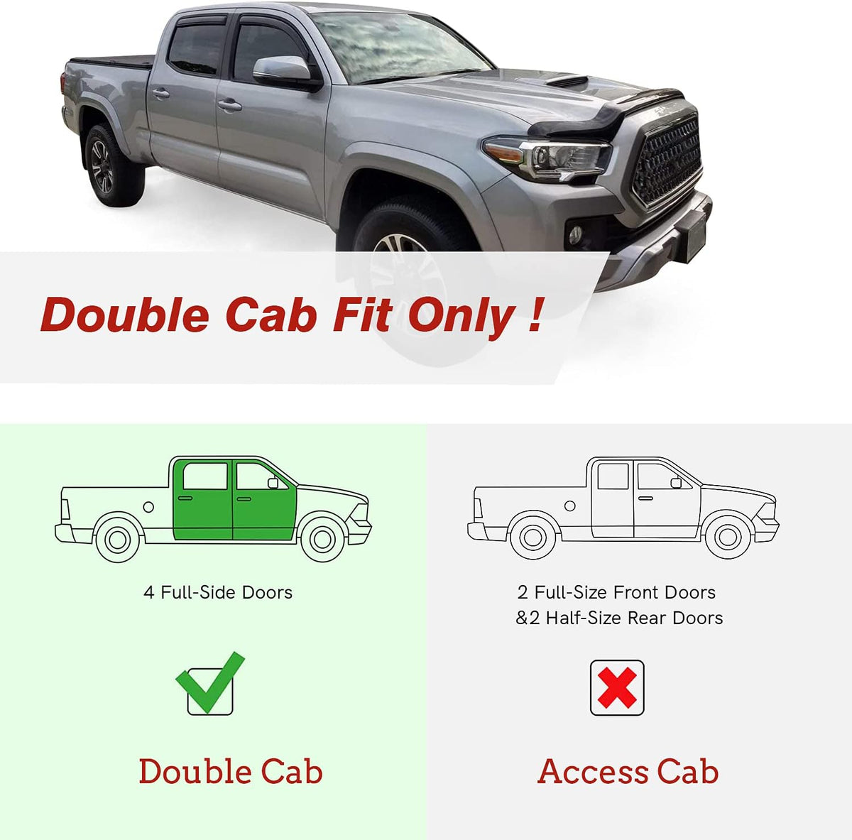 2016-2022 Tacoma Double Cab Side Window Deflectors V690