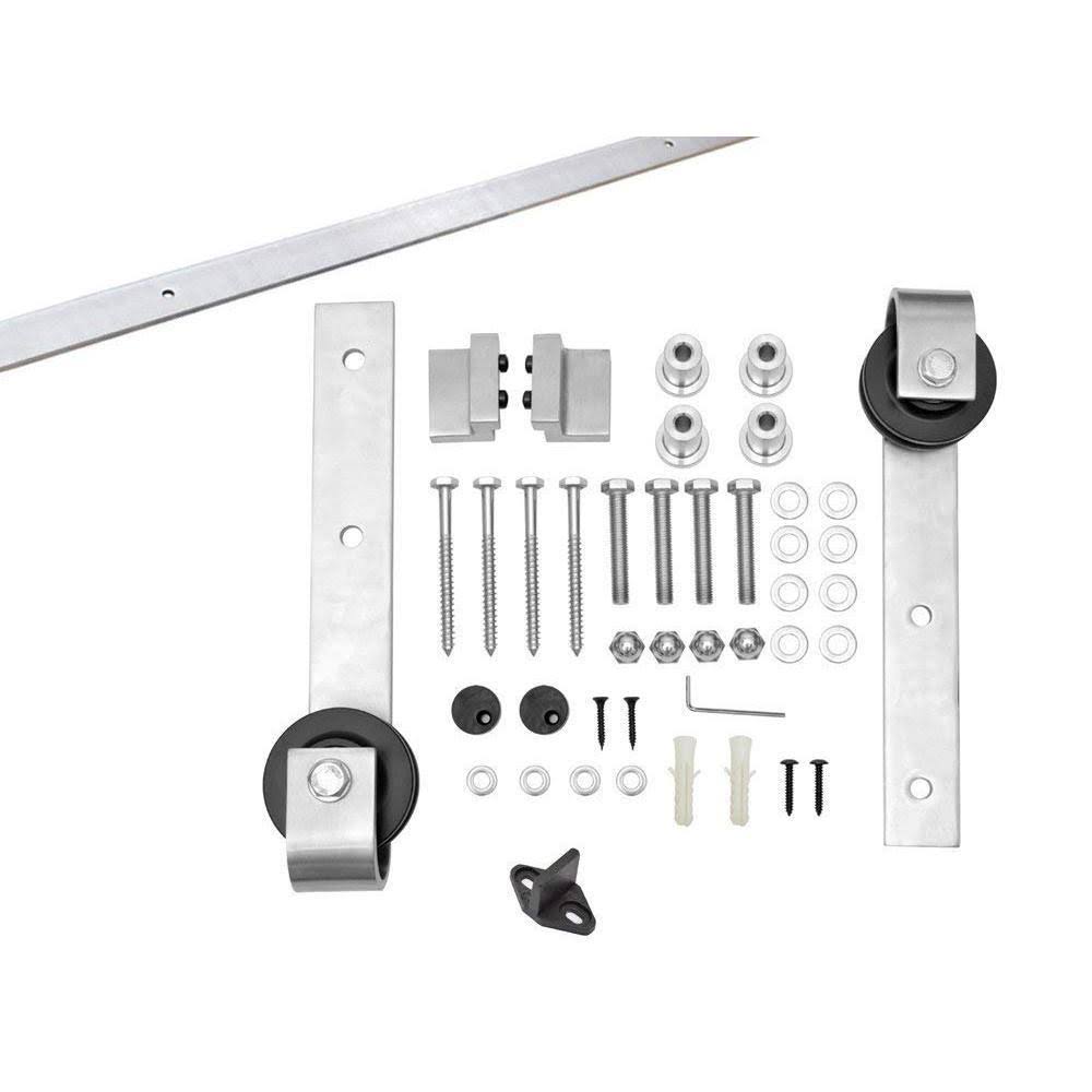 36 in. x 84 in. Gray Stained Knotty Pine Wood Interior Sliding Barn Door with Hardware Kit I1038