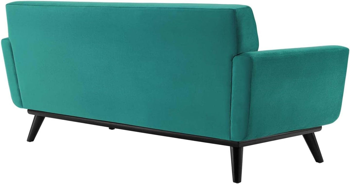Teal Performance Velvet Channel Tufted Loveseat Q2197