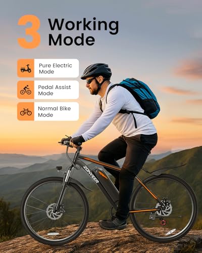 26'' Peak 500W Brushless Motor Ebike, 20MPH 40Miles 360Wh Removable Battery 7-Speed Electric Mountain Bike G339