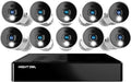 16 Channel Bluetooth Video Home Security Camera System with 12 Wired 1080p HD Indoor/Outdoor Spotlight Cameras with Audio and 1TB Hard Drive U7247