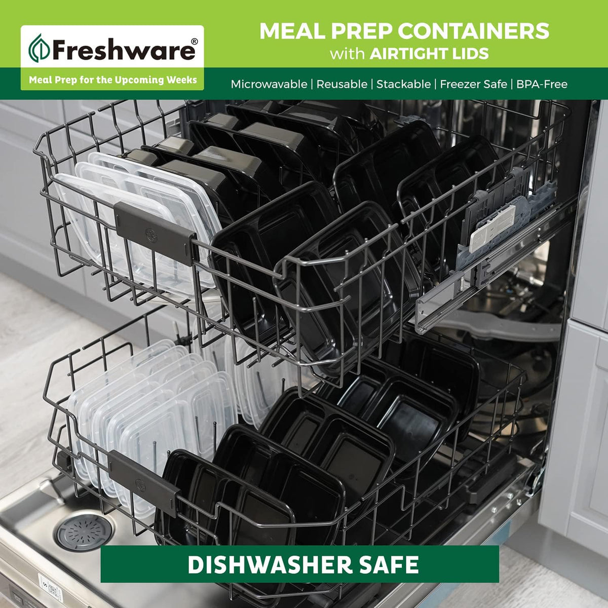 15 Pack 2 Compartment BPA Free Food Storage Containers with Lids E412851