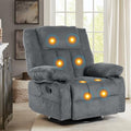 Recliner Chair Massage Fabric Recliners with Heated, 360 Degree Swivel Single Sofa with Cup Holders and Side Pockets Rocking Chair X93338