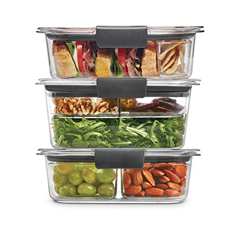 Set of 3 Airtight Food Storage Containers with Removable Trays, Large 9.6 Cup C9902