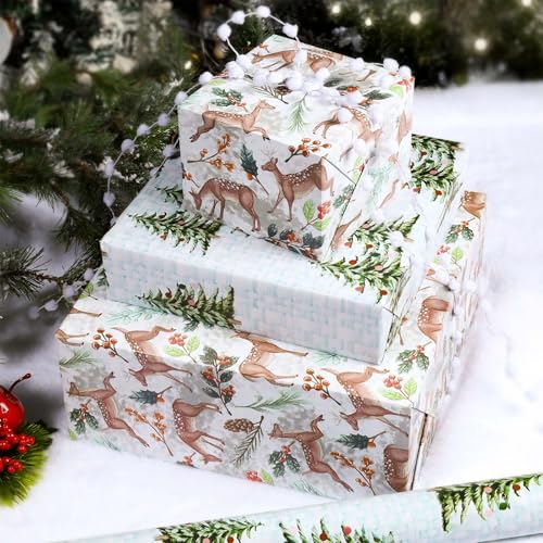 Reversible Kraft Christmas Wrapping Paper - Jumbo Roll - 30 Inch X 33 Feet - Vintage Trucks Design D1210