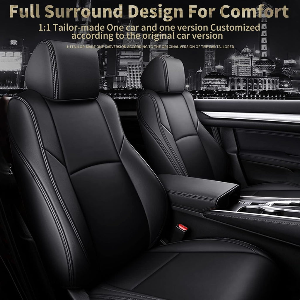 Faux Leather Car Seat Covers Full Set Black U891