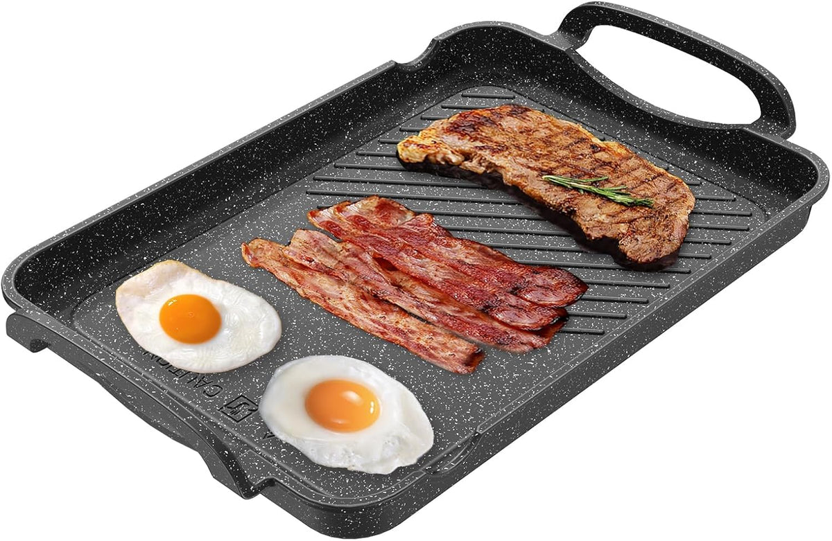 Nonstick 16.5"x12.0" Double Burner Granite Griddle Pan H582579