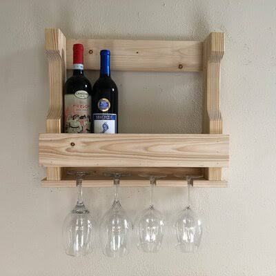 6 Bottle Wall Mounted Wine Bottle and Glass Rack N81899
