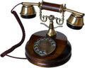 Real Wood Retro Telephone with Vintage Rotary Dial and Metal Bell V428