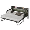 Grey Twin Daybed with Trundle Bed and Storage Headboard W3036