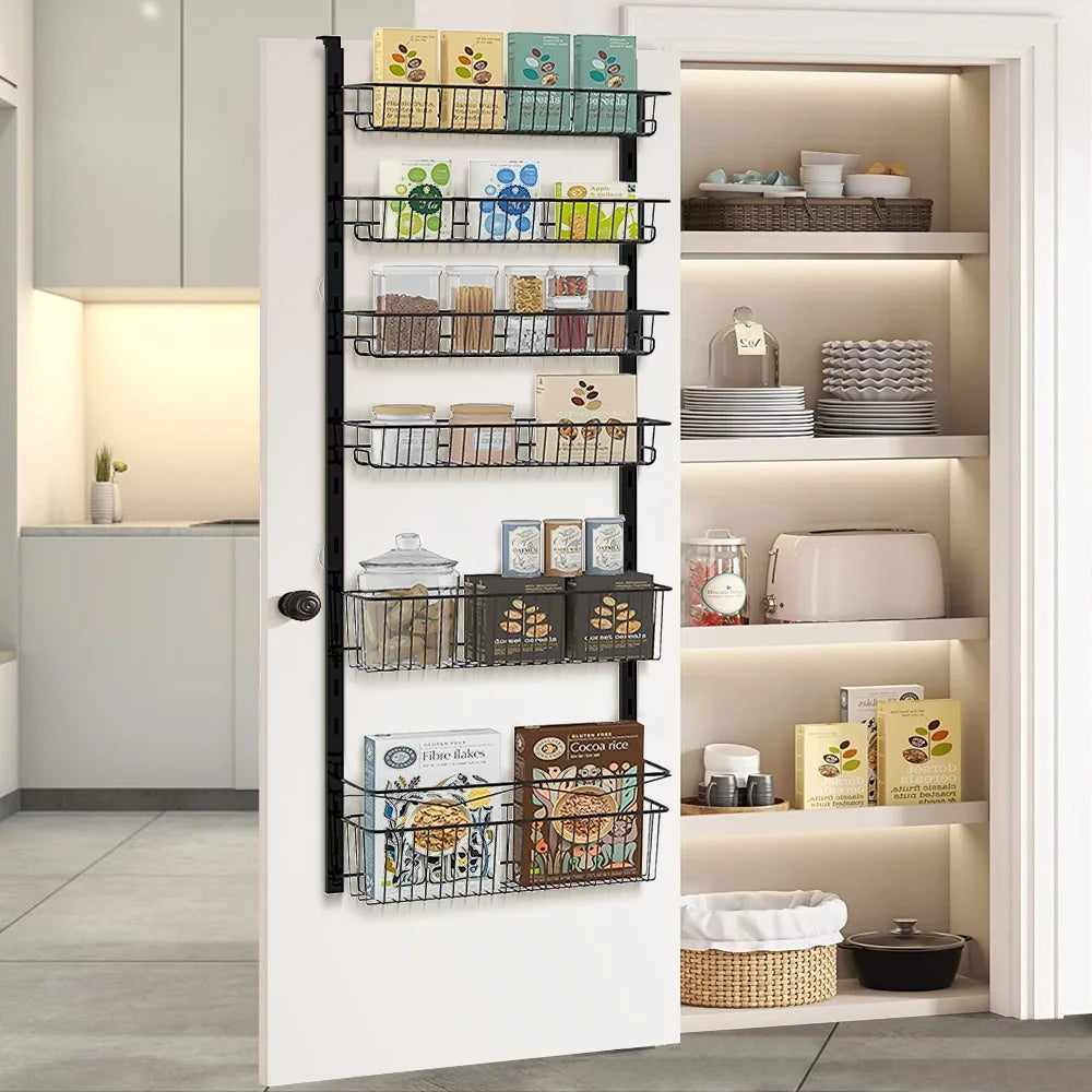 6-Tier Adjustable Metal Over The Door Pantry Organizer E961678