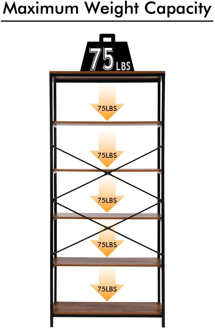 5 Shelf Tall Bookcase N114