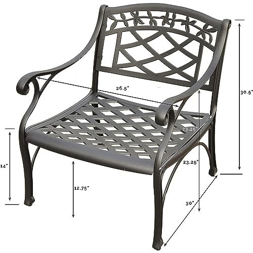 2-Piece Solid-Cast Aluminum Outdoor Conversation Set with 2 Club Chairs - Black C647555