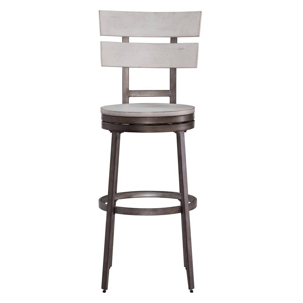 Distressed White Metal Swivel Bar Stool B55015
