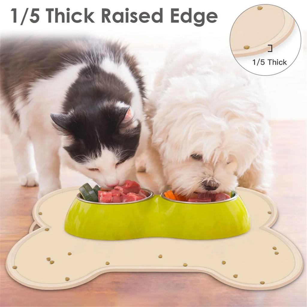 Beige Dog Cat Food Mat Large 22x16Inch X1346