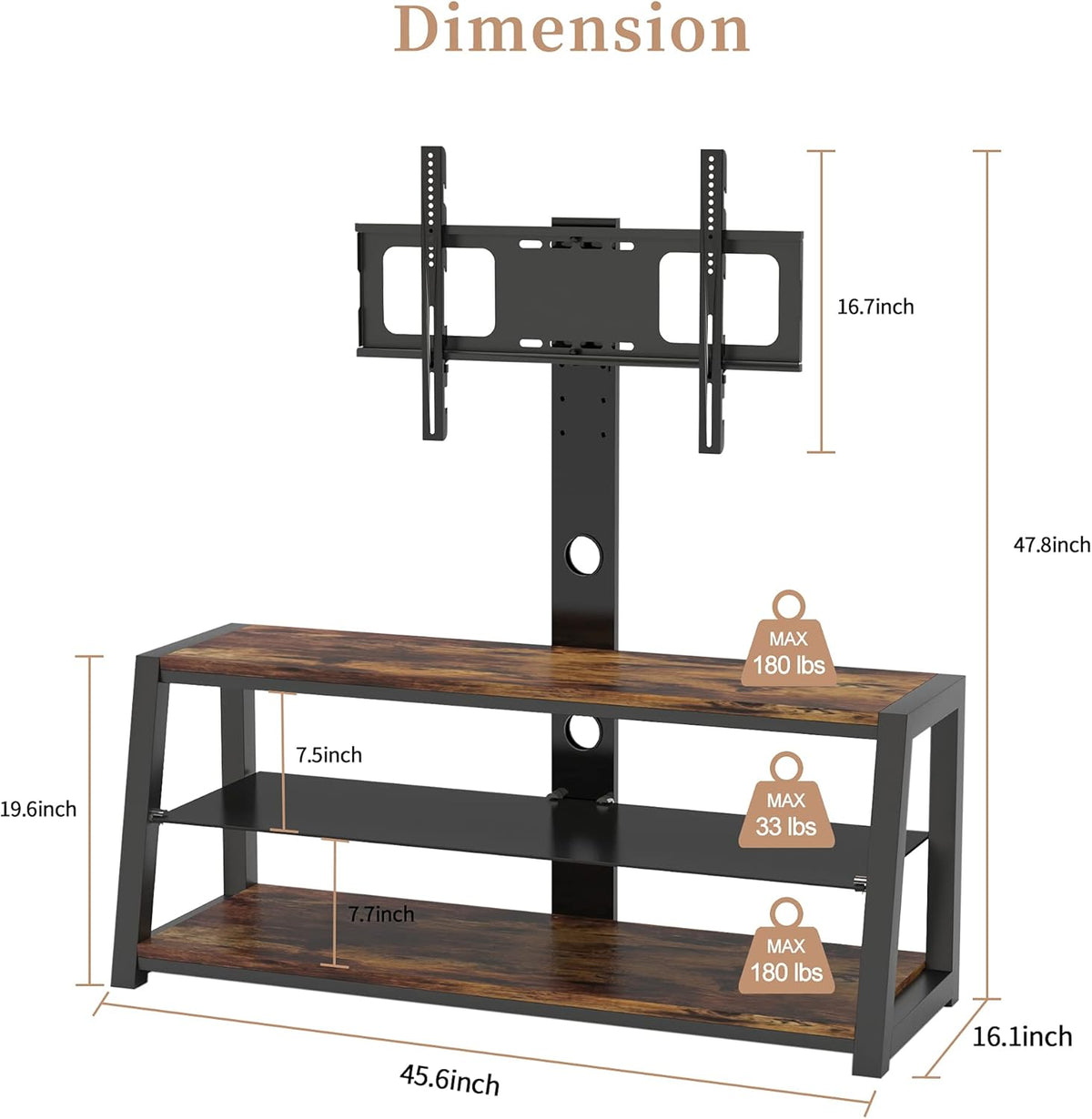 Wood Swivel TV Stand with Cable Management D49856