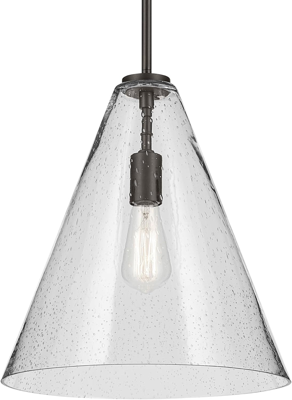 15.5" 1-Light Cone Pendant with Clear Seeded Glass in Olde Bronze K62726