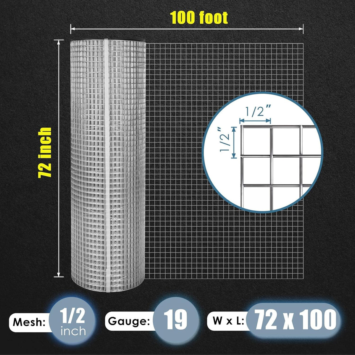 1/2 inch 19 Gauge Welded Wire Mesh Roll G664844