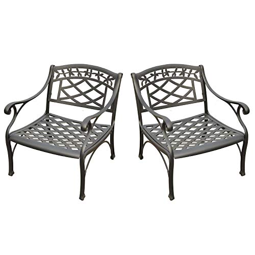 2-Piece Solid-Cast Aluminum Outdoor Conversation Set with 2 Club Chairs - Black C647555