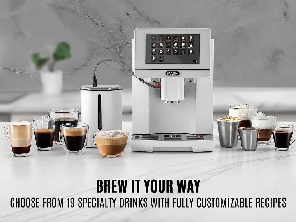 White Espresso Coffee Machine with Grinder and Milk Frother Y89840