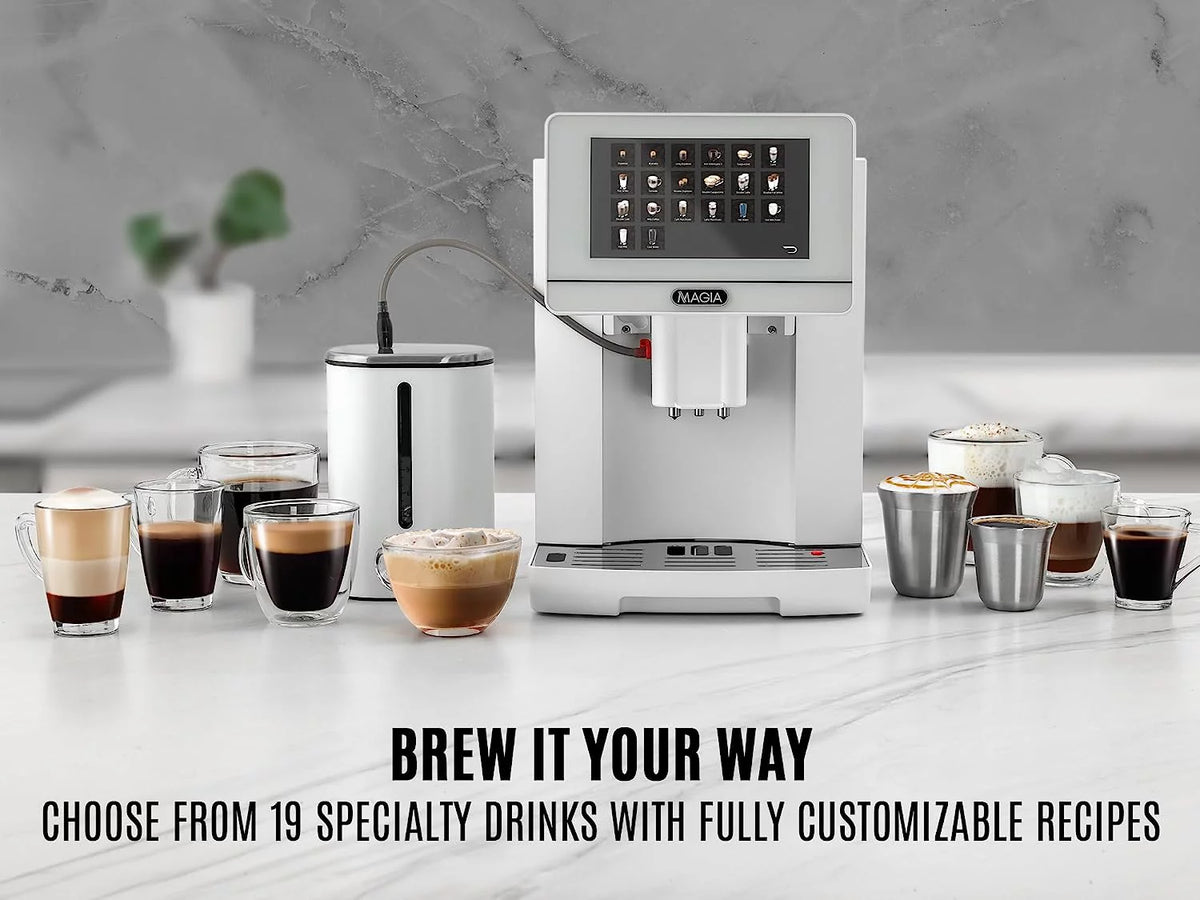 White Espresso Coffee Machine with Grinder and Milk Frother Y89840
