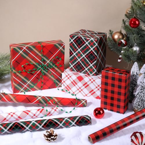 Reversible Kraft Christmas Wrapping Paper - Jumbo Roll - 30 Inch X 33 Feet - Vintage Trucks Design D1210