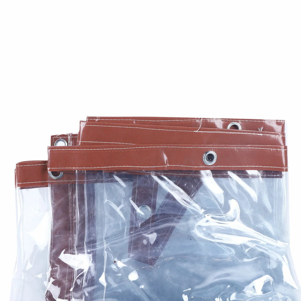 Brown PVC Clear Awning Canopy Curtain Enclosure Tarpaulin F37825