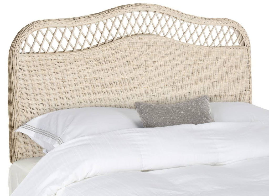 White Washed Rattan Headboard King I463