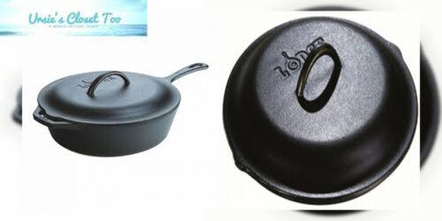 5 Quart Cast Iron Covered Deep Skillet Z585