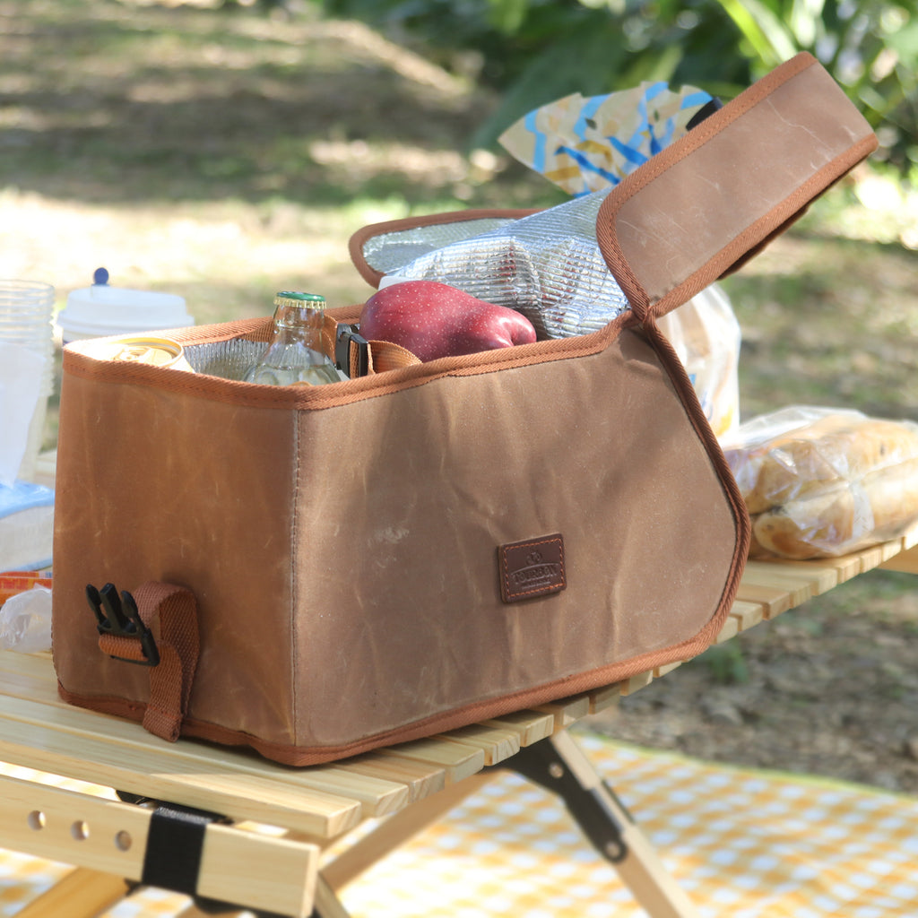 Canvas Brown Insulated Trunk Cooler Storage Bag V479624