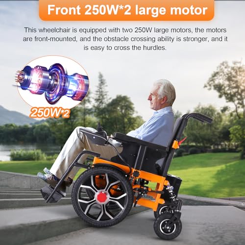 Foldable Electric Wheelchair with Dual Motor, Supports up to 330 lbs J899