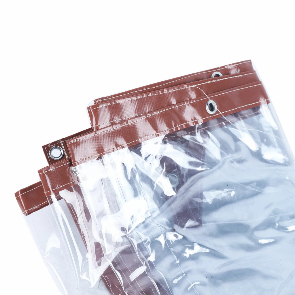 Brown PVC Clear Awning Canopy Curtain Enclosure Tarpaulin F37825