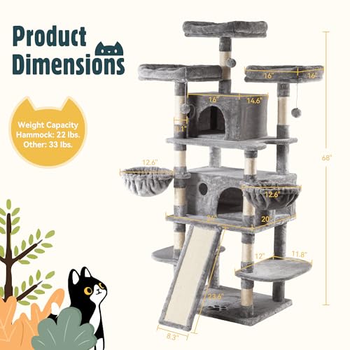 Beige Multi-Level Cat Tree with Sisal Scratching Posts M260031