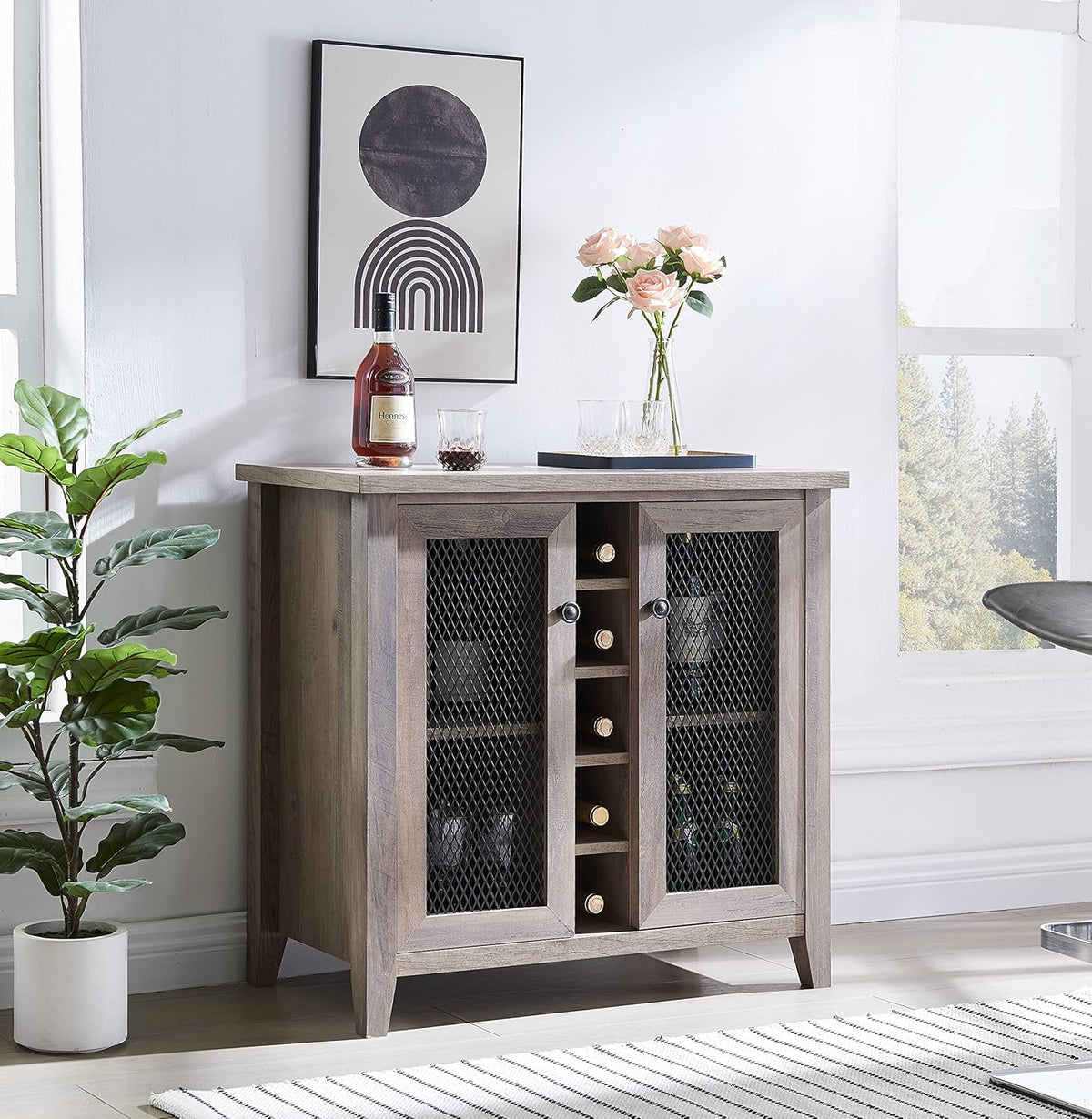 Reclaimed Barnwood Bar Microwave Cabinet Coffee Station A150