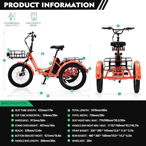 500W 48V Folding Aluminum Frame Electric Tricycle with Large Basket and Removable Battery Z865