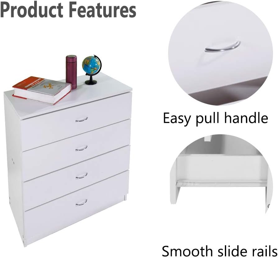 White 4 Drawer Wooden Dresser D760
