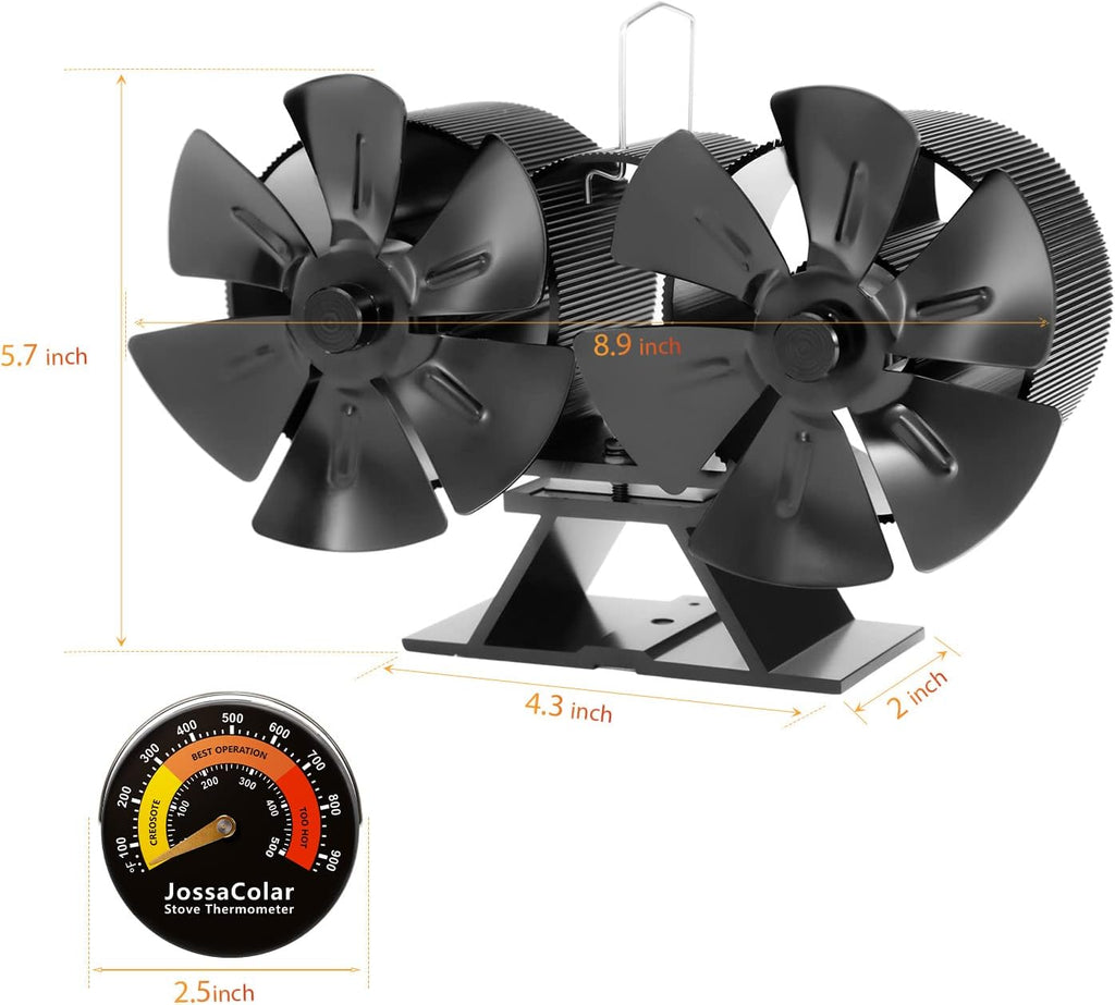 Non Electric Thermal Wood Stove Fan with Thermometer Q90474