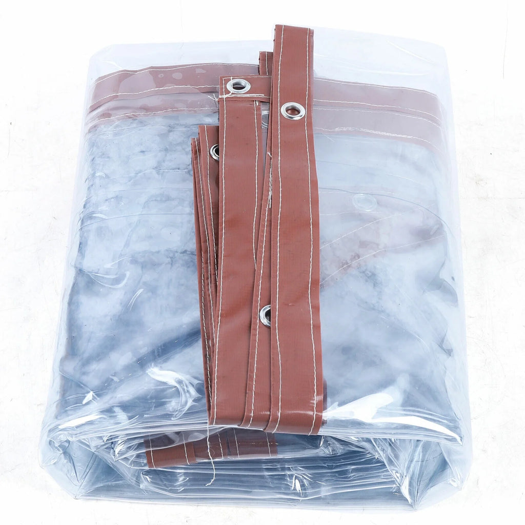 Brown PVC Clear Awning Canopy Curtain Enclosure Tarpaulin F37825