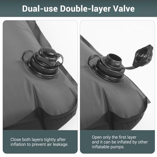 Double Sleeping Pad, 4" Ultra-Thick Self Inflating Camping Pad 2 Person with Pillow Built-in Foot Pump I5176