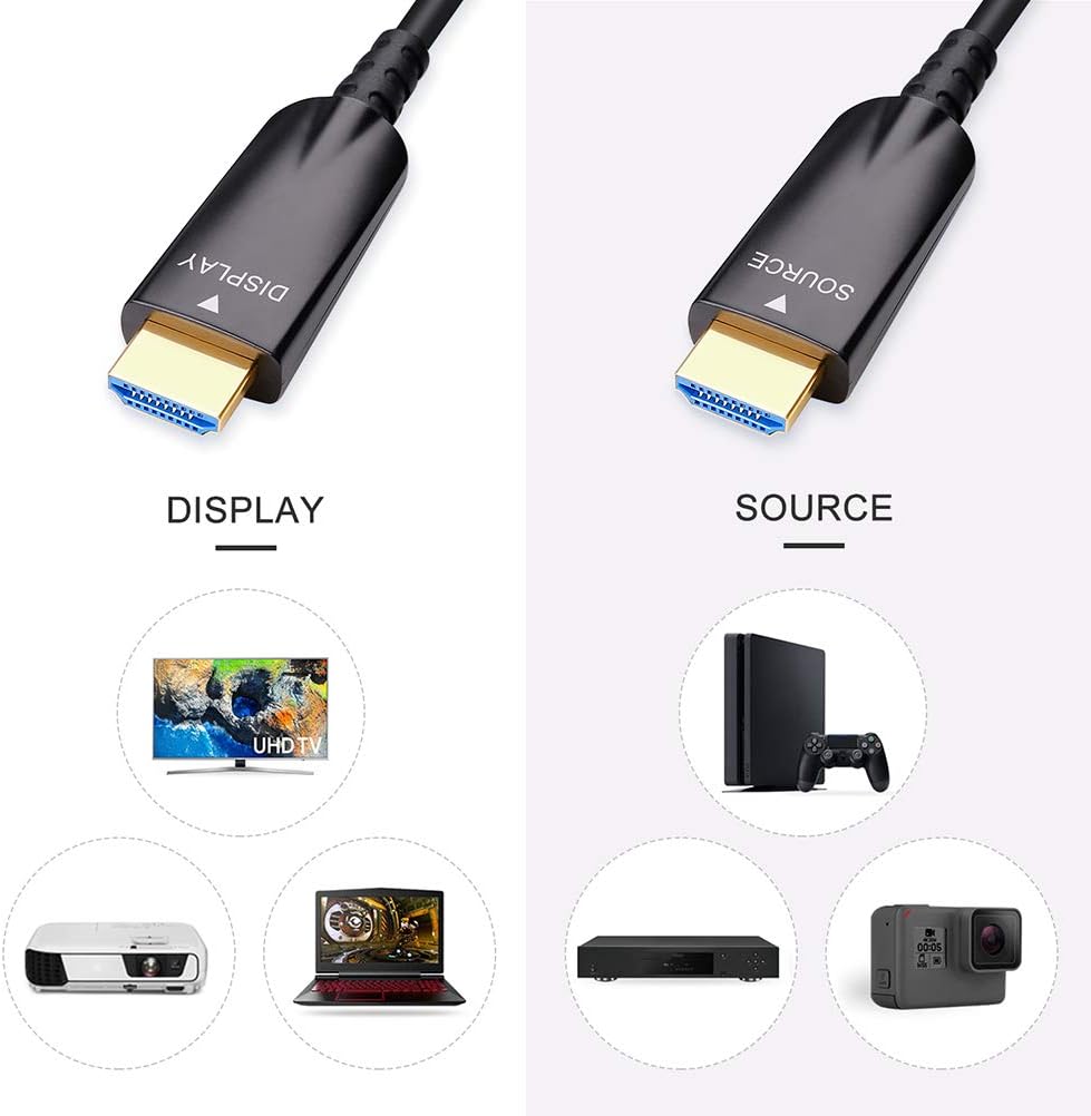 10m Fiber Optic HDMI Cable 4K 30Hz 1080p 60Hz Black D624140