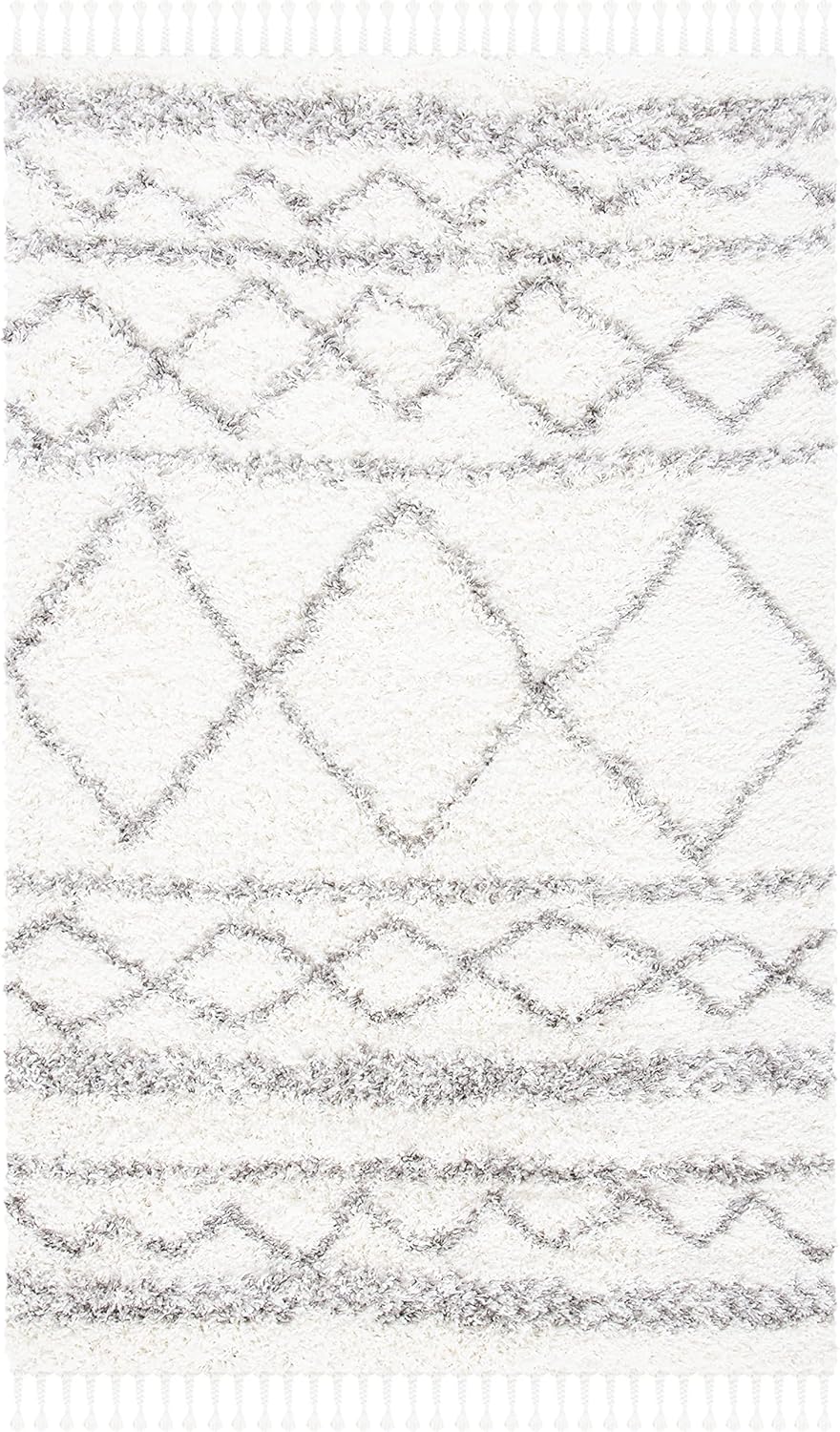 9' x 12' Ivory Grey Shag Area Rug Z97575