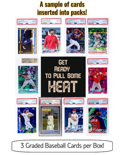 Three Graded Baseball Cards Gift Box A38055