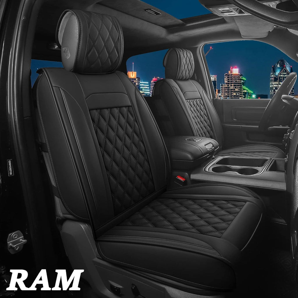 Waterproof Synthetic Leather Seat Covers 5PCS Full Set Black Brown F5261