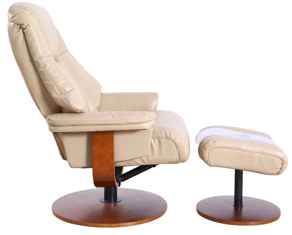 Beige and Brown Recliner Chair with Ottoman S4441