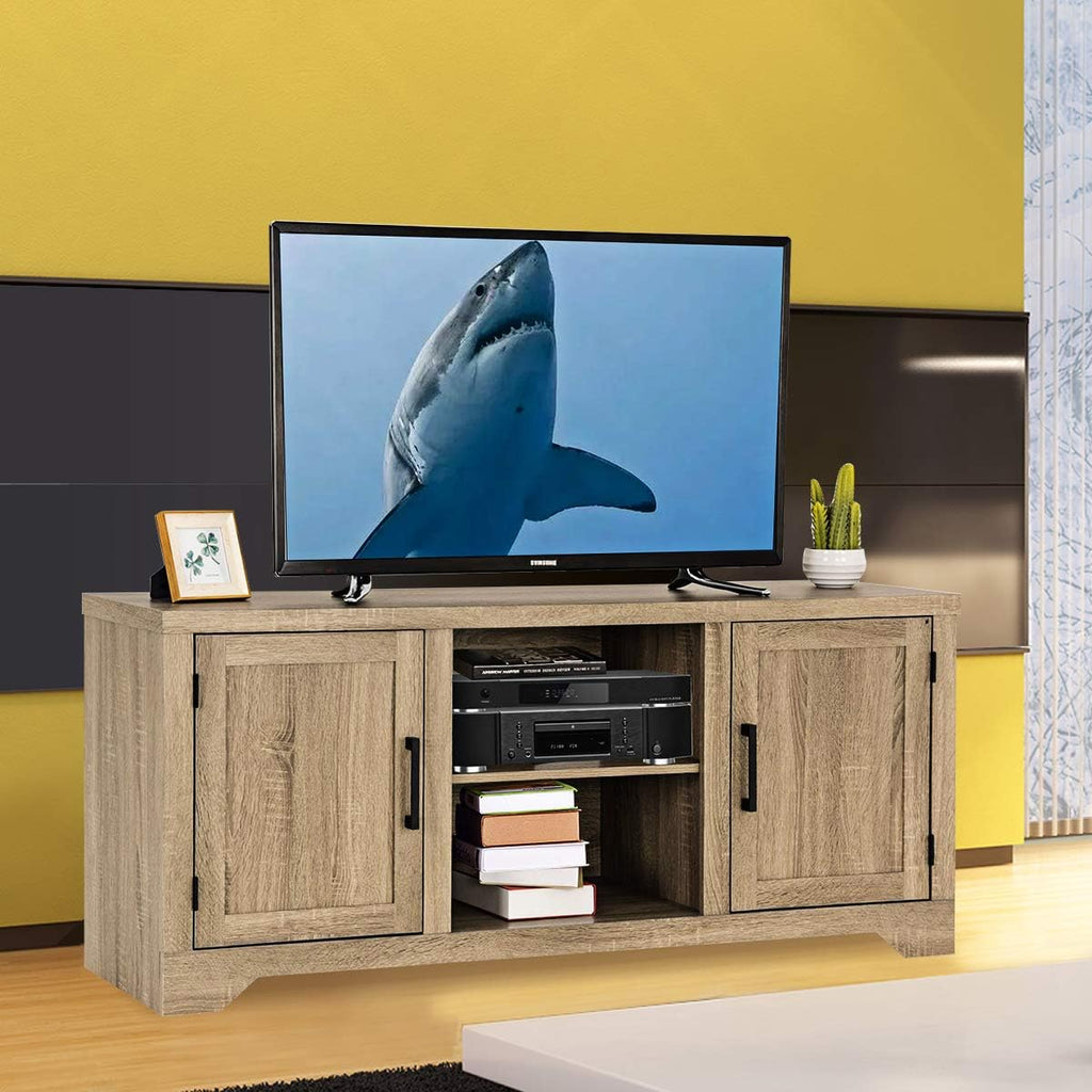 Farmhouse Barn Wood TV Stand with Doors and Shelves N267