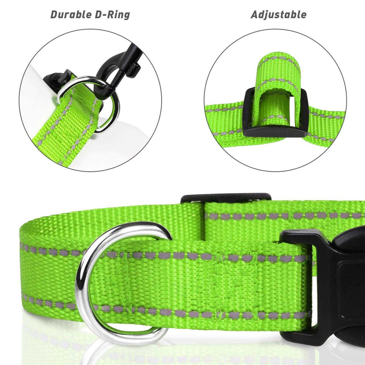 Reflective Nylon Adjustable Dog Collar with Quick Release Buckle P665