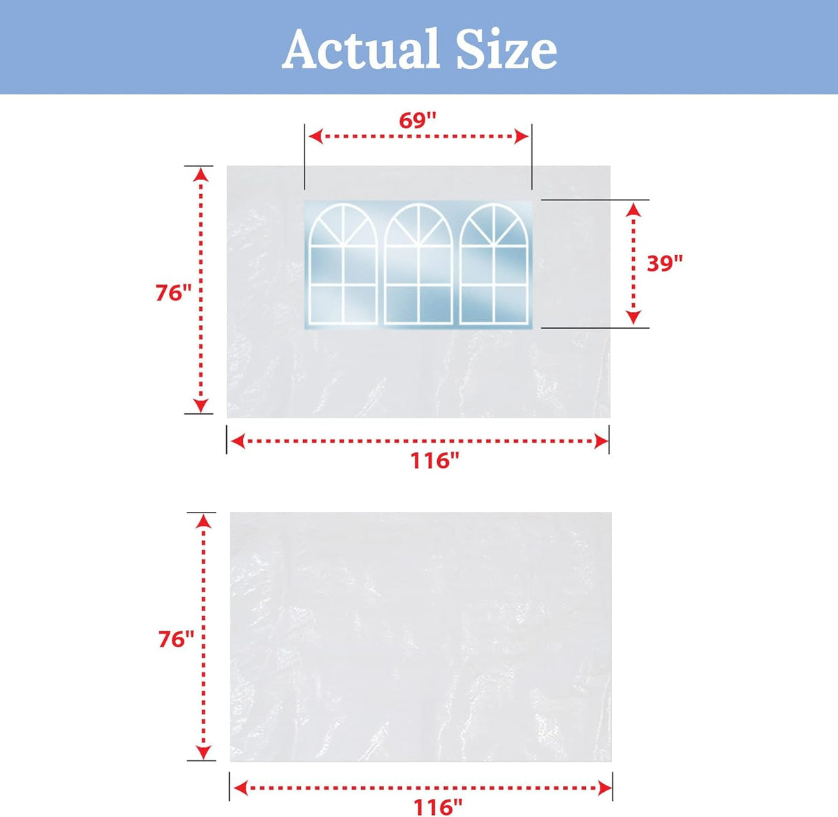 Tent Side Panel Replacement for Folding Canopy Gazebo Marquee (2 Pcs with Window, 1 Pc without Window, White) J74289